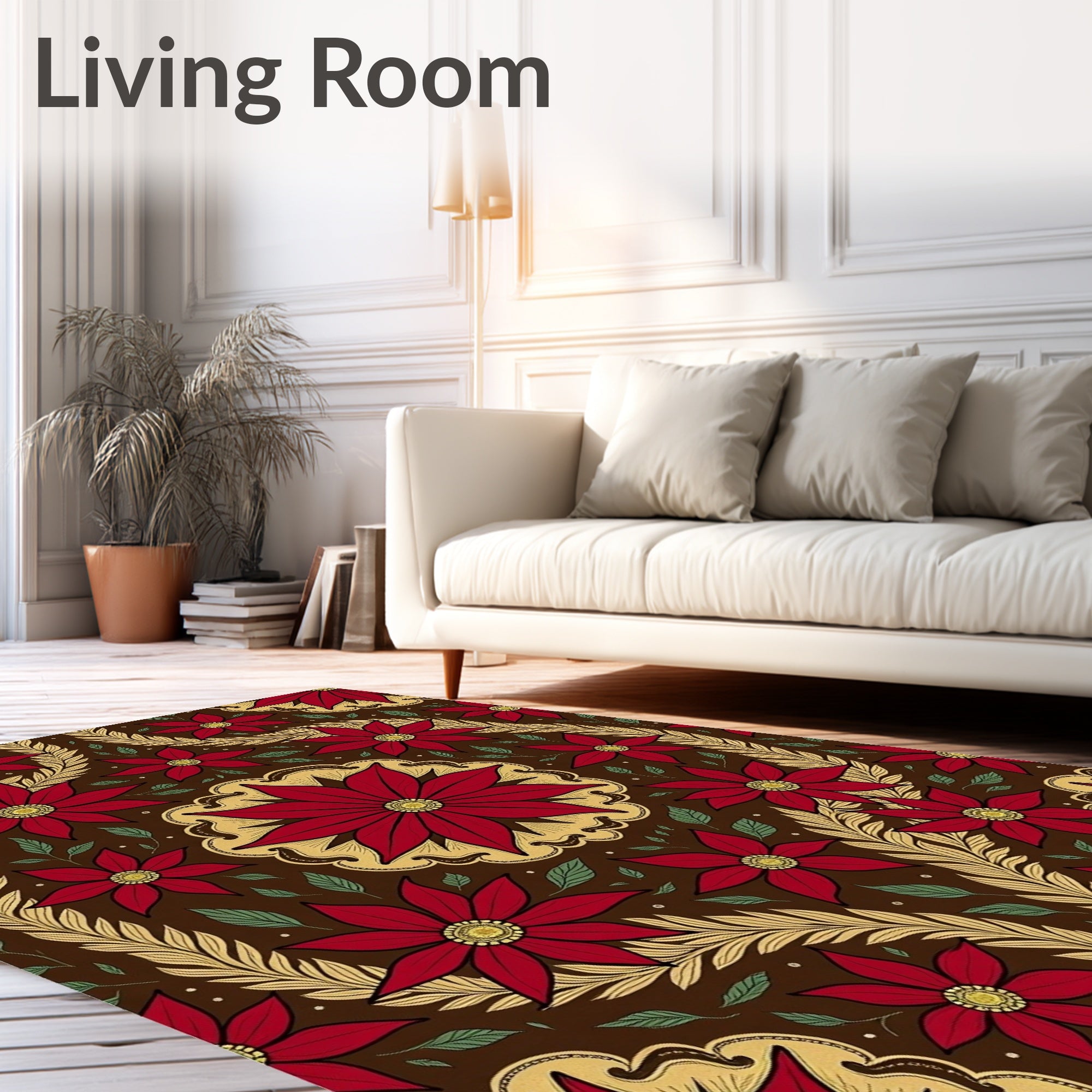 Crimson Flower Frieze Meadow Rug