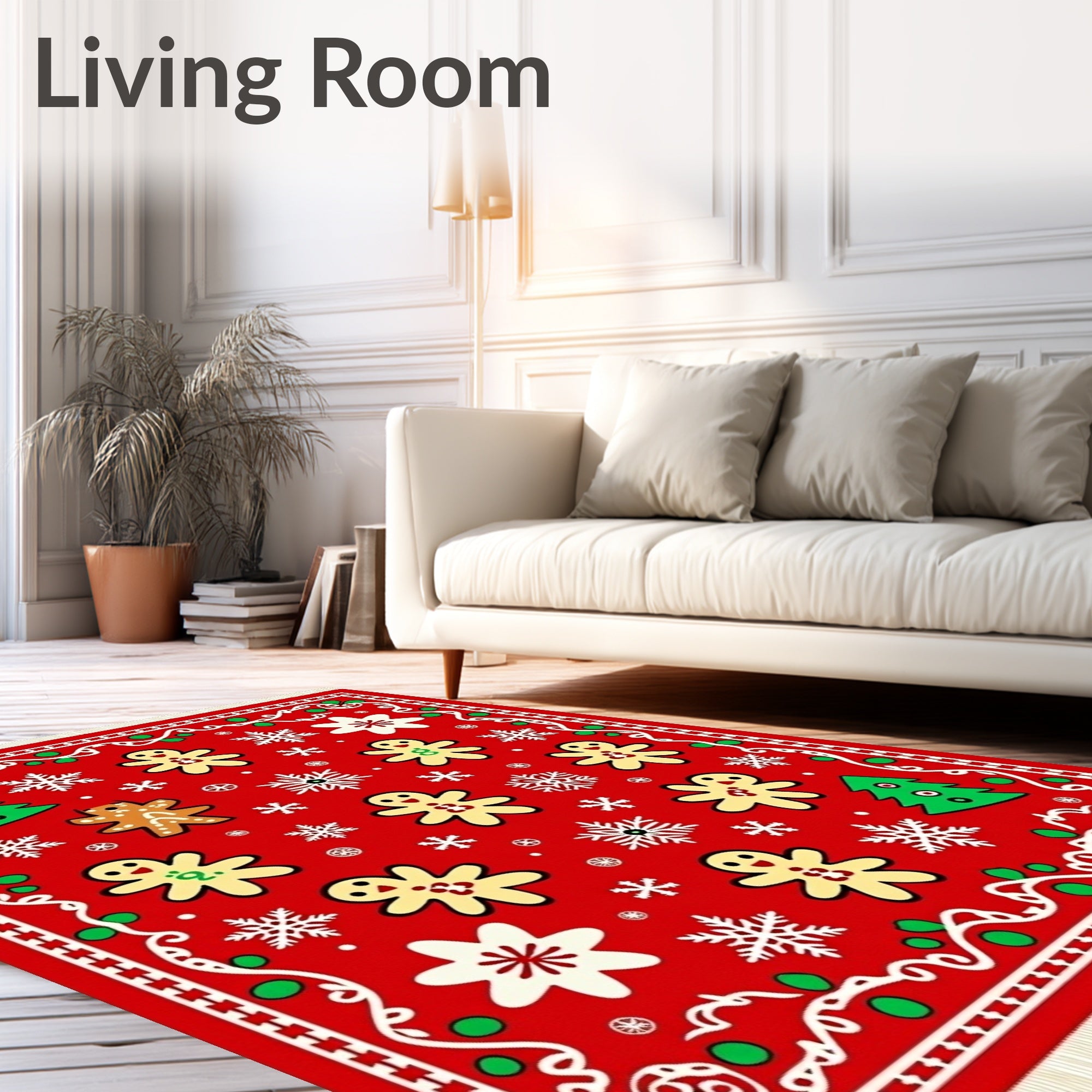 Red Gingerbread Man Snow Globe Rug