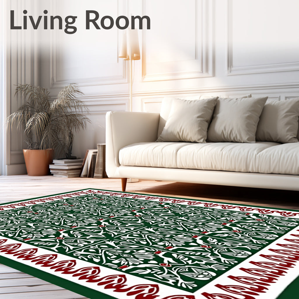 Emerald Ivory Red Classic Medallion Rug
