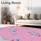 Pink Elephant Snowflake Swirl Garland Rug