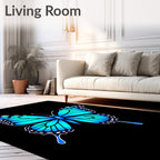 Vivid Blue Butterfly Wing Detail Rug