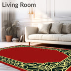 Crimson Gold Floral Vine Border Rug