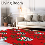Red Skull Green Branch Christmas Rug