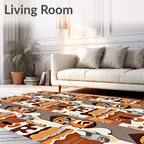 Earthy Brown Cartoon Village Repeat Rug