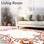 Ornate Red and Gold Floral Scrollwork Rug