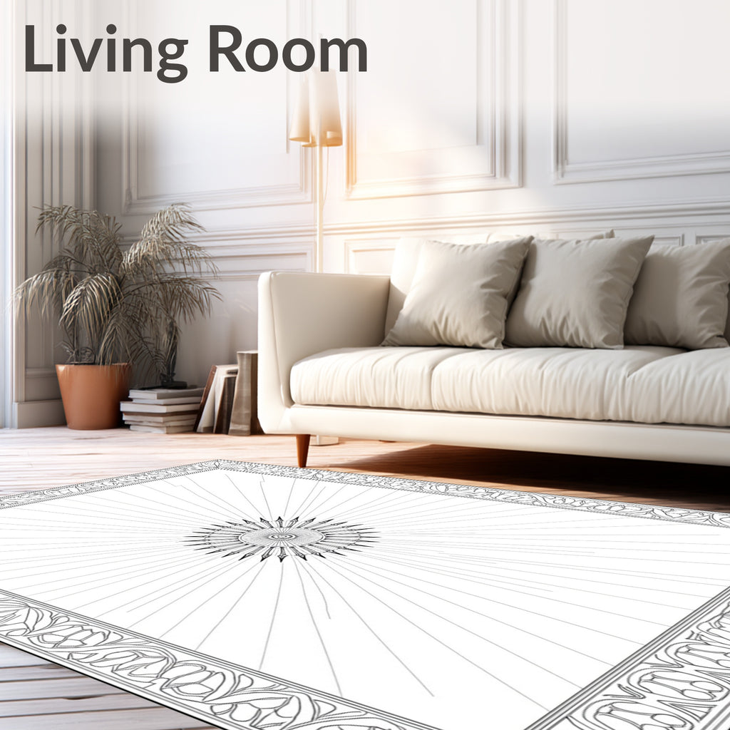 Sunburst Mandala Floral Border Rug