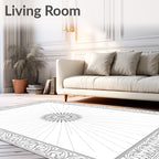 Sunburst Mandala Floral Border Rug