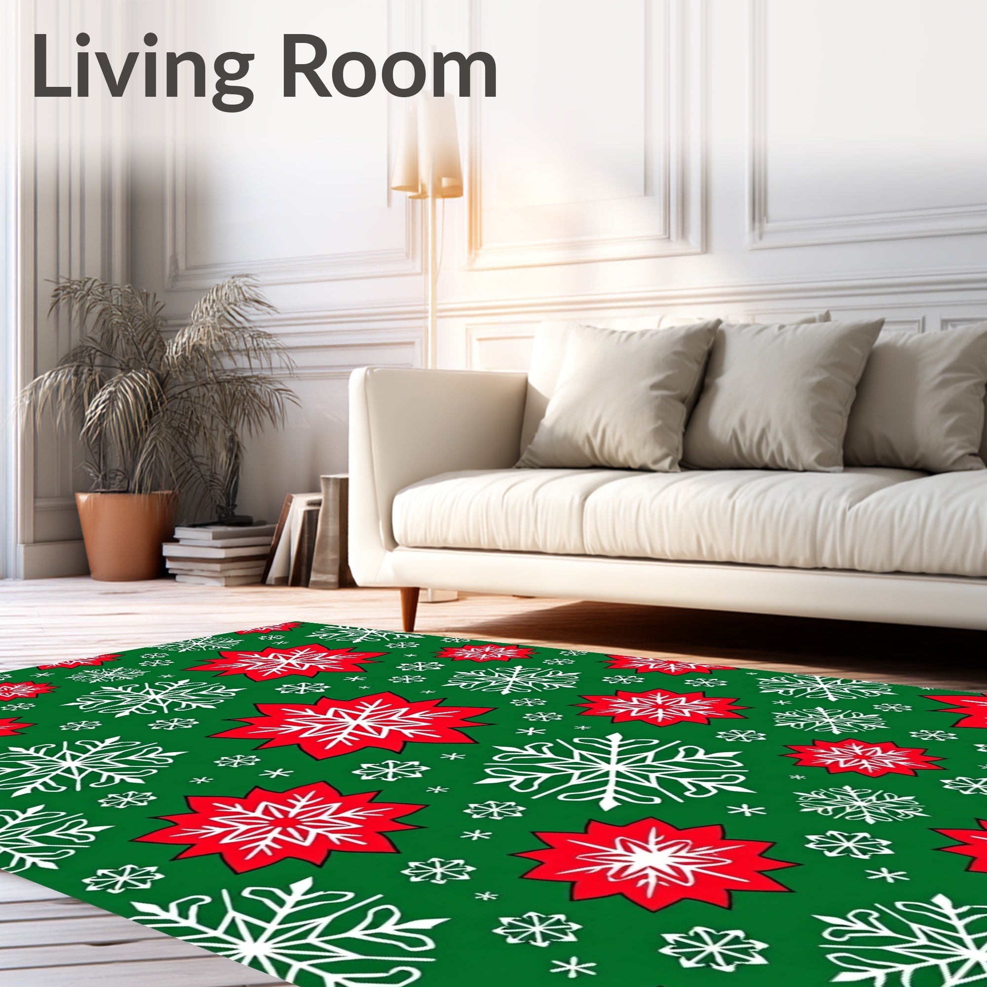 Red White Snowflake Scatter Rug