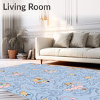 Pastel Blue Whimsical Creature Swirl Rug