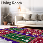 Festive Snowman Snowflake Christmas Rug