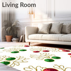 Gold Leaf Red Green Gemstone Garland Rug