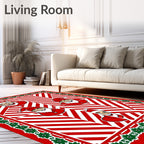 Cheery red Santa claus holiday border Rug
