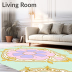 Pastel Floral Medallion with Gold Filigree Rug