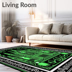 Gothic Green Castle Abstract Border Rug