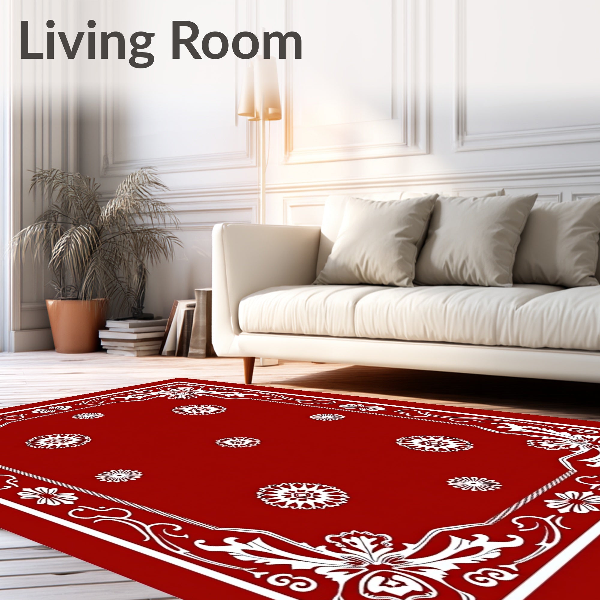 Classic Red Floral Medallion Border Rug