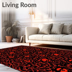 Bold Red Skull Floral Symmetry Rug