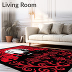 Spooky Red Gothic Castle Moonscape Rug
