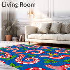 Red Candy Cane Swirl Holly Bells Rug