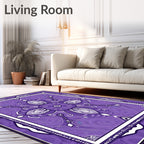 Vibrant Purple Floral Medallion Wave Rug