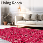 Crimson Red Intricate Floral Medallion Rug