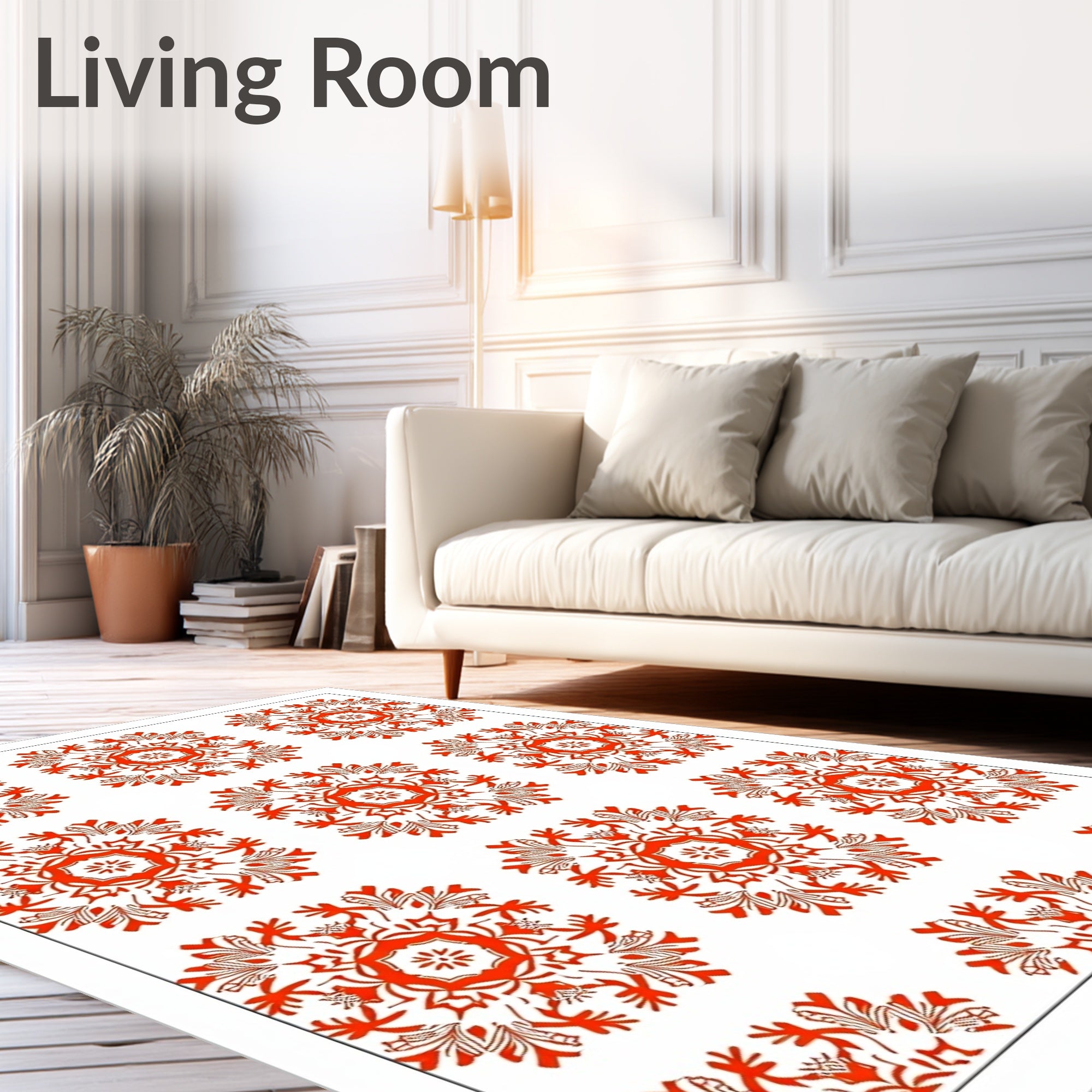 Vibrant Orange Floral Mandala Repeat Rug