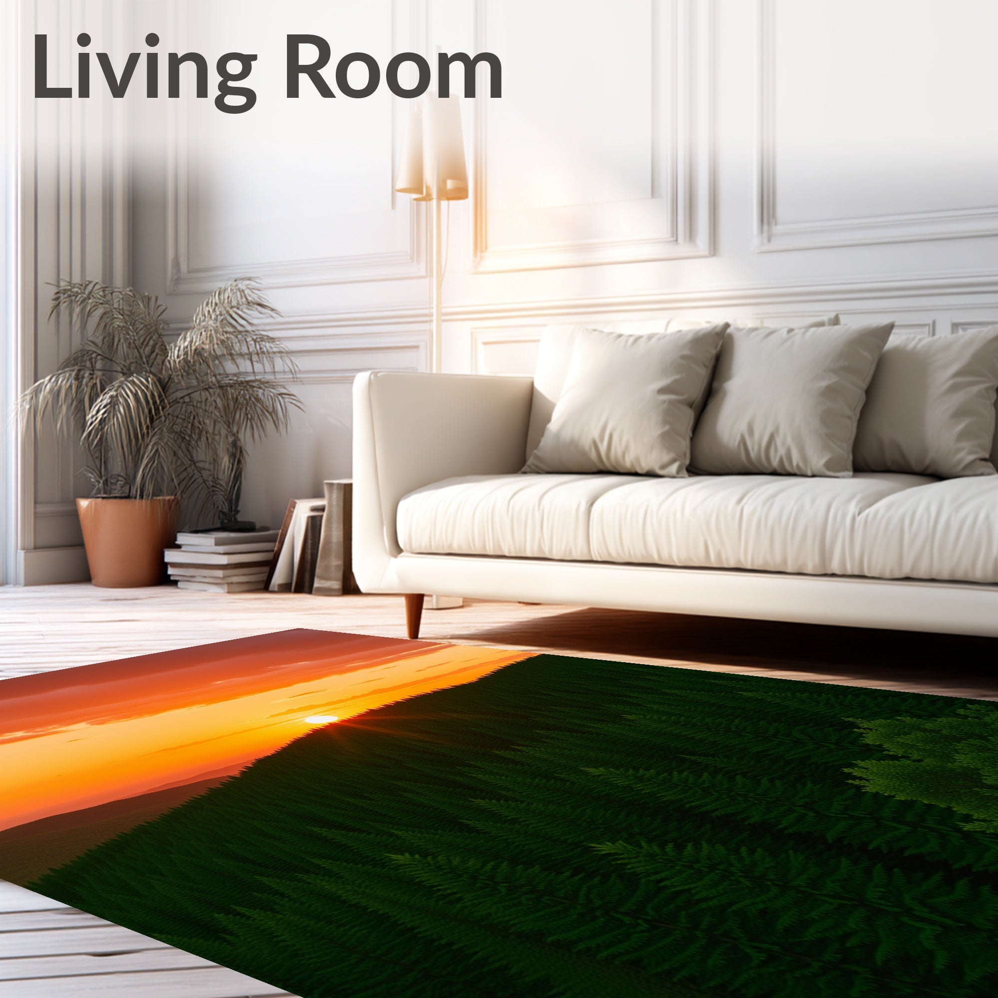 Sunset Forest Green Pine Horizon Rug