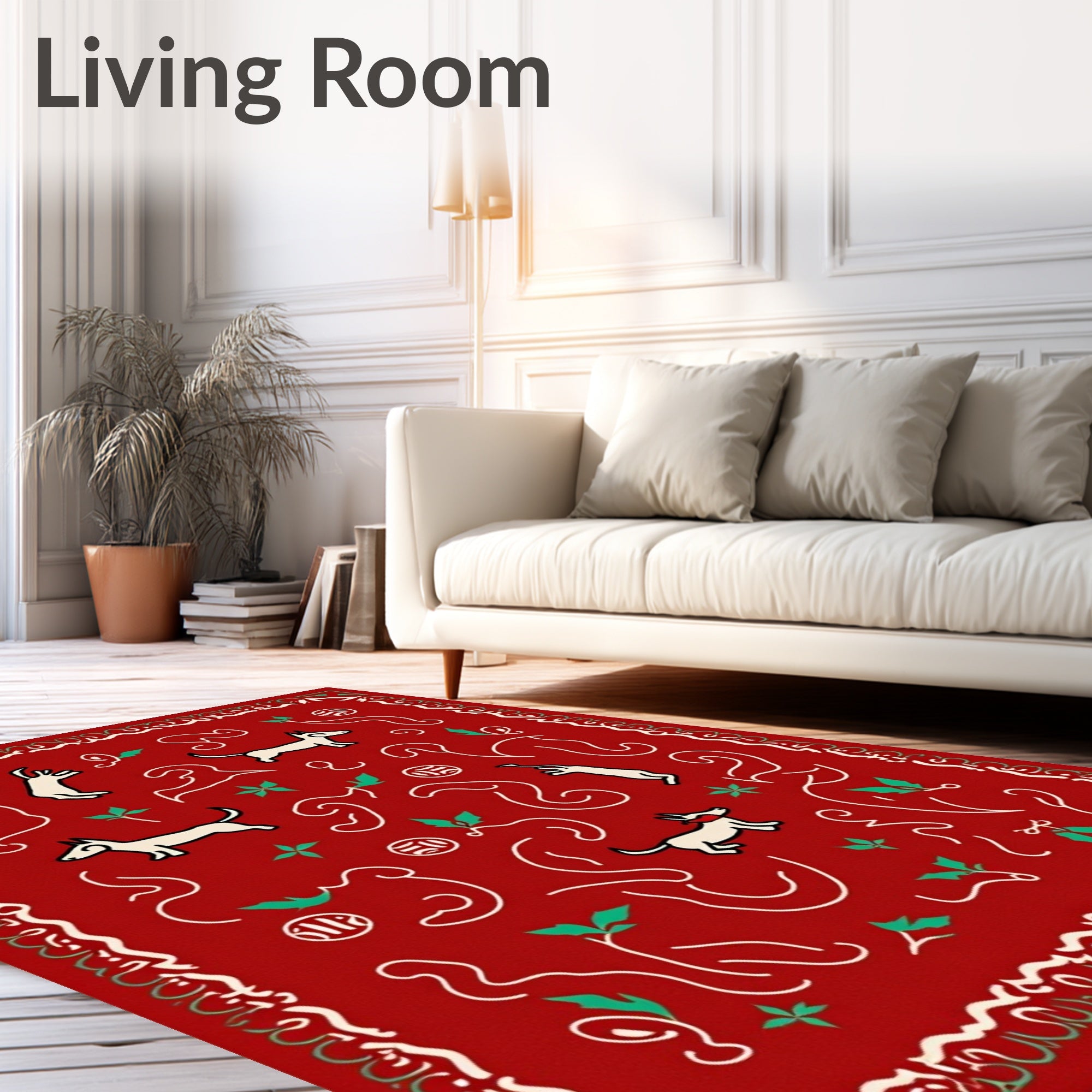 Whimsical Red Dog Holly Garden Rug