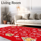 Holiday Gingerbread Houses Snowflakes Swirls Rug