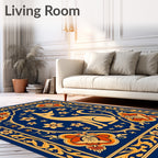 Golden Feline Floral Medallion Rug