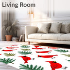 Red Cardinal Evergreen Trees Collection Rug