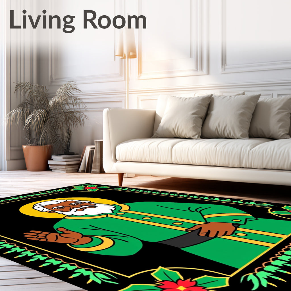 Vibrant Emerald Green Portrait Border Rug
