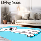 Cute White Dog Pink Bow Rug