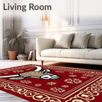 Crimson Bull Snowflakes Border Rug