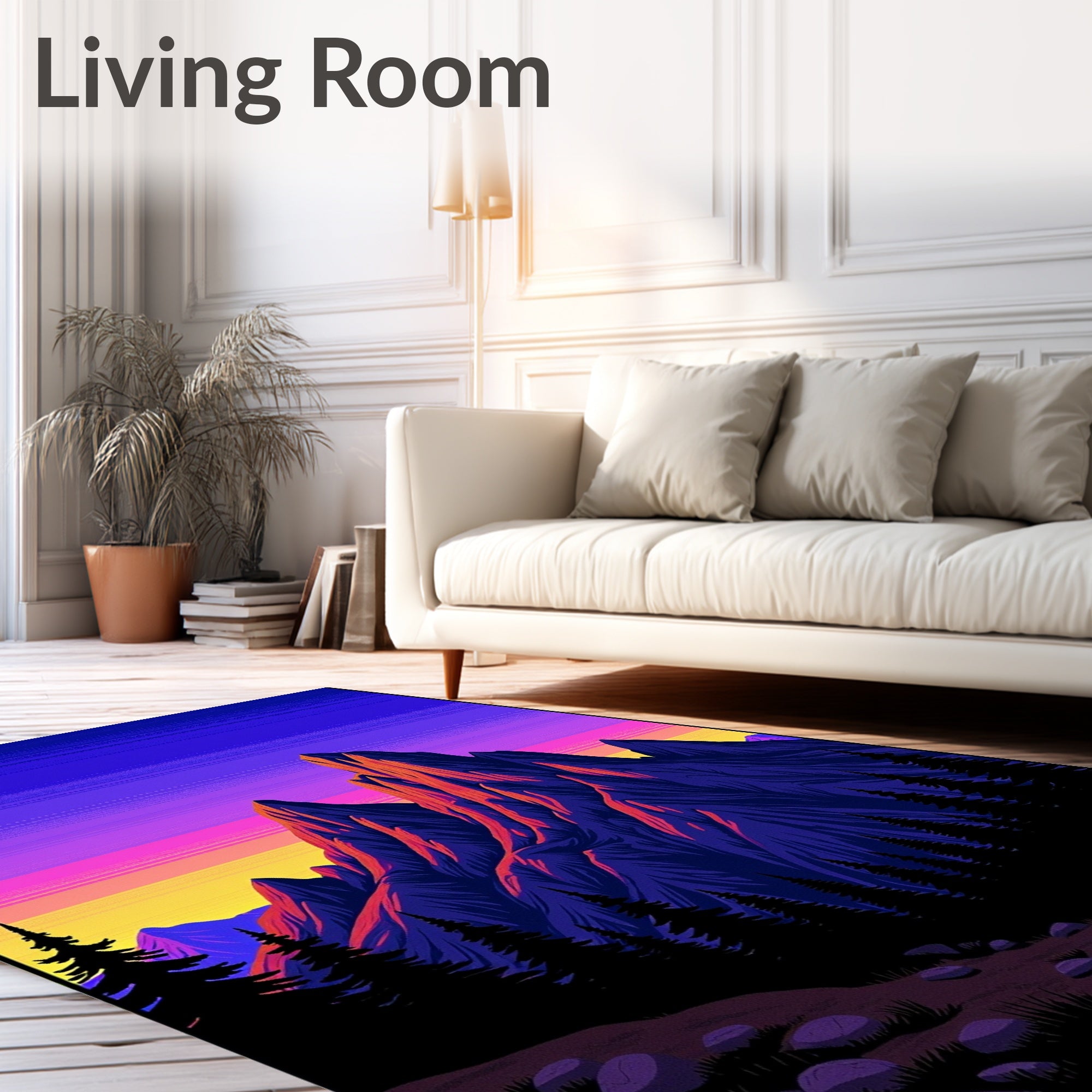 Vibrant Mountain Sunset Landscape Rug