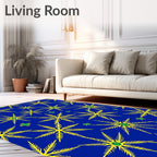 Yellow Starbursts on Royal Blue Background Rug