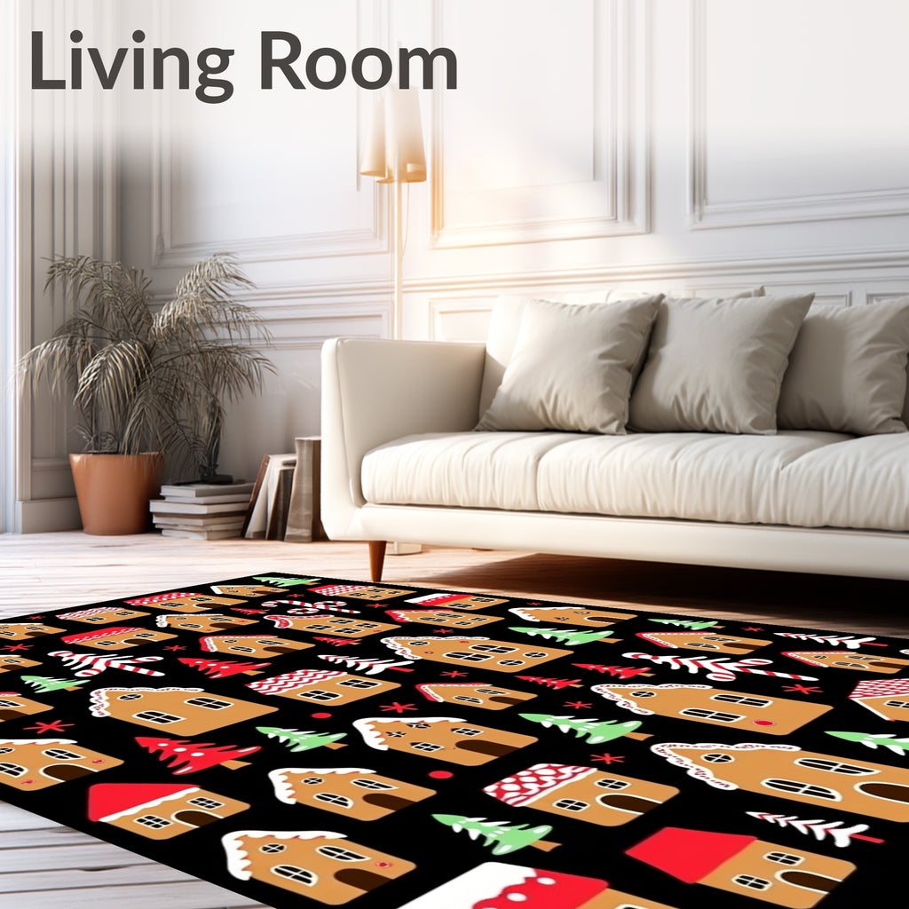 Festive Gingerbread House Holiday Collection Rug