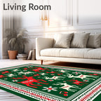 Crimson White Reindeer Forest Border Rug
