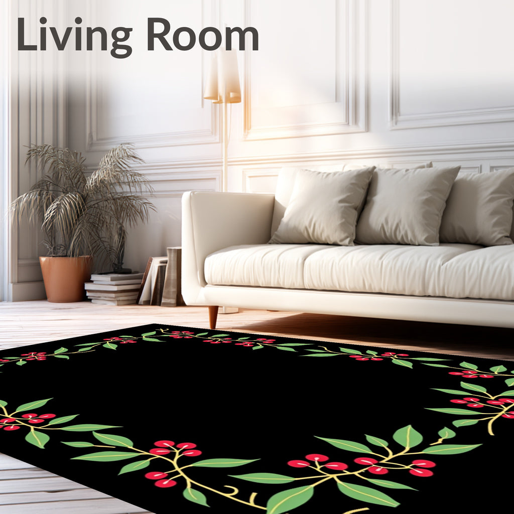 Crimson Berry Branch Border Rug