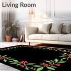Crimson Berry Branch Border Rug