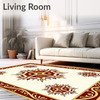 Rich Crimson Gold Medallion Border Rug