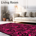 Hot Pink Skull Organic Collage Rug