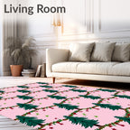 Pink Festive Christmas Tree Garland Rug