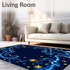 Celestial Dark Blue Starry Night Rug