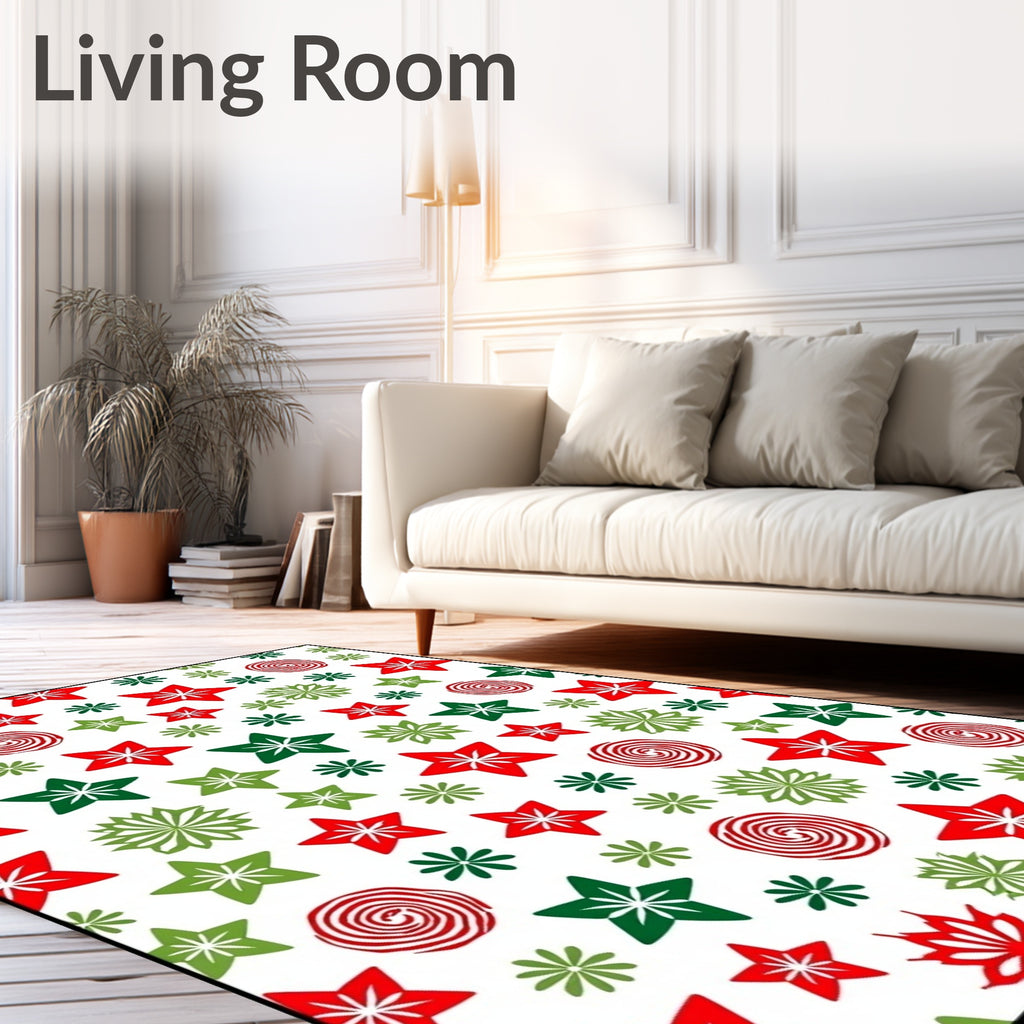 Red Green Star Swirl Bloom Rug