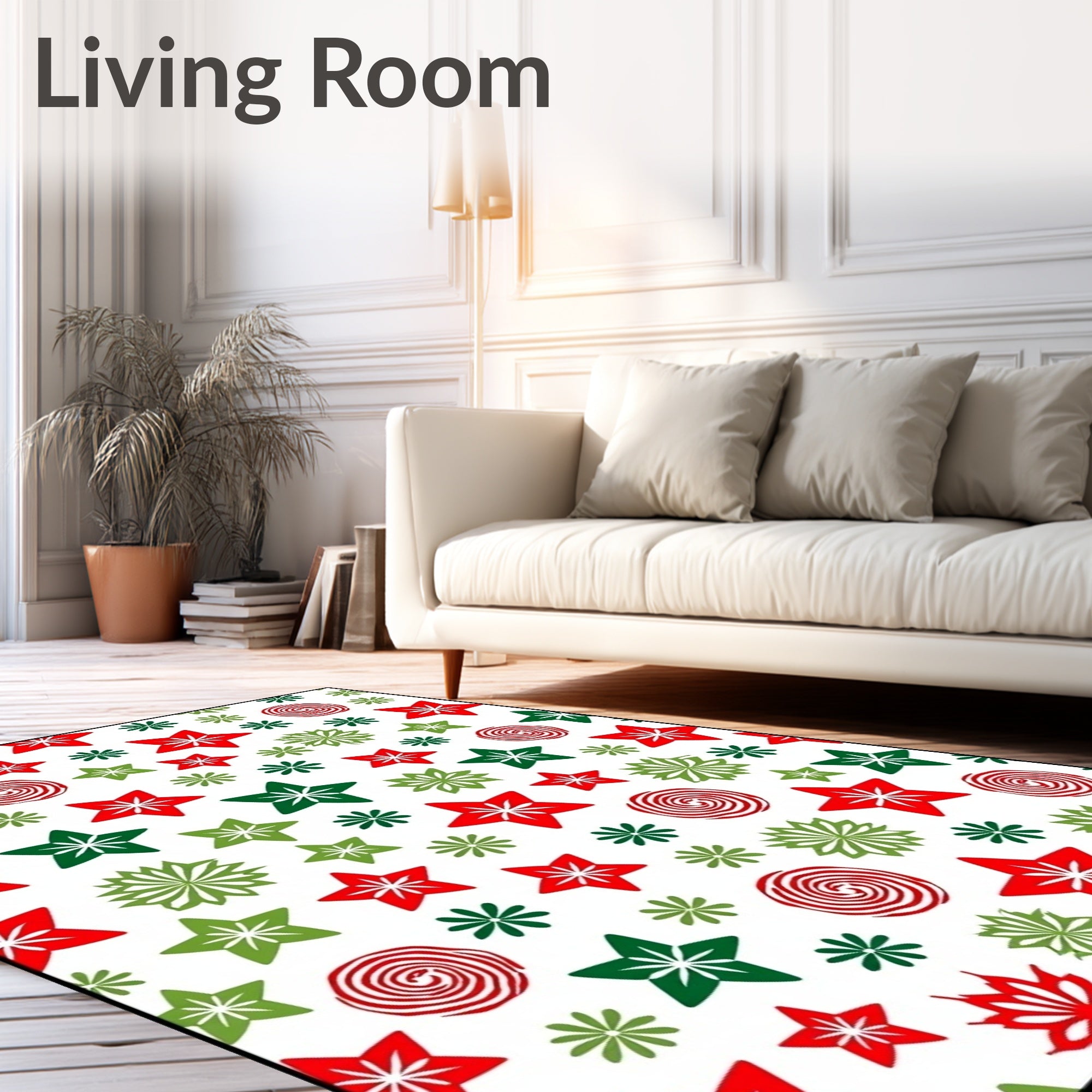 Red Green Star Swirl Bloom Rug