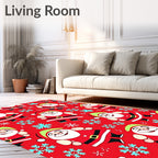 Jolly Santa Claus Snowflake Christmas Rug