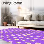 Playful Purple Bunny Flower Field Rug