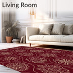 Deep Crimson Intricate Medallion Mandala Rug