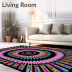 Vibrant Pink Burst Mandala Rug