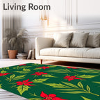 Crimson Floral Holly Garland Rug